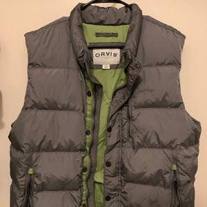 Men’s Orvis Green/Grey Puffer Vest-Large